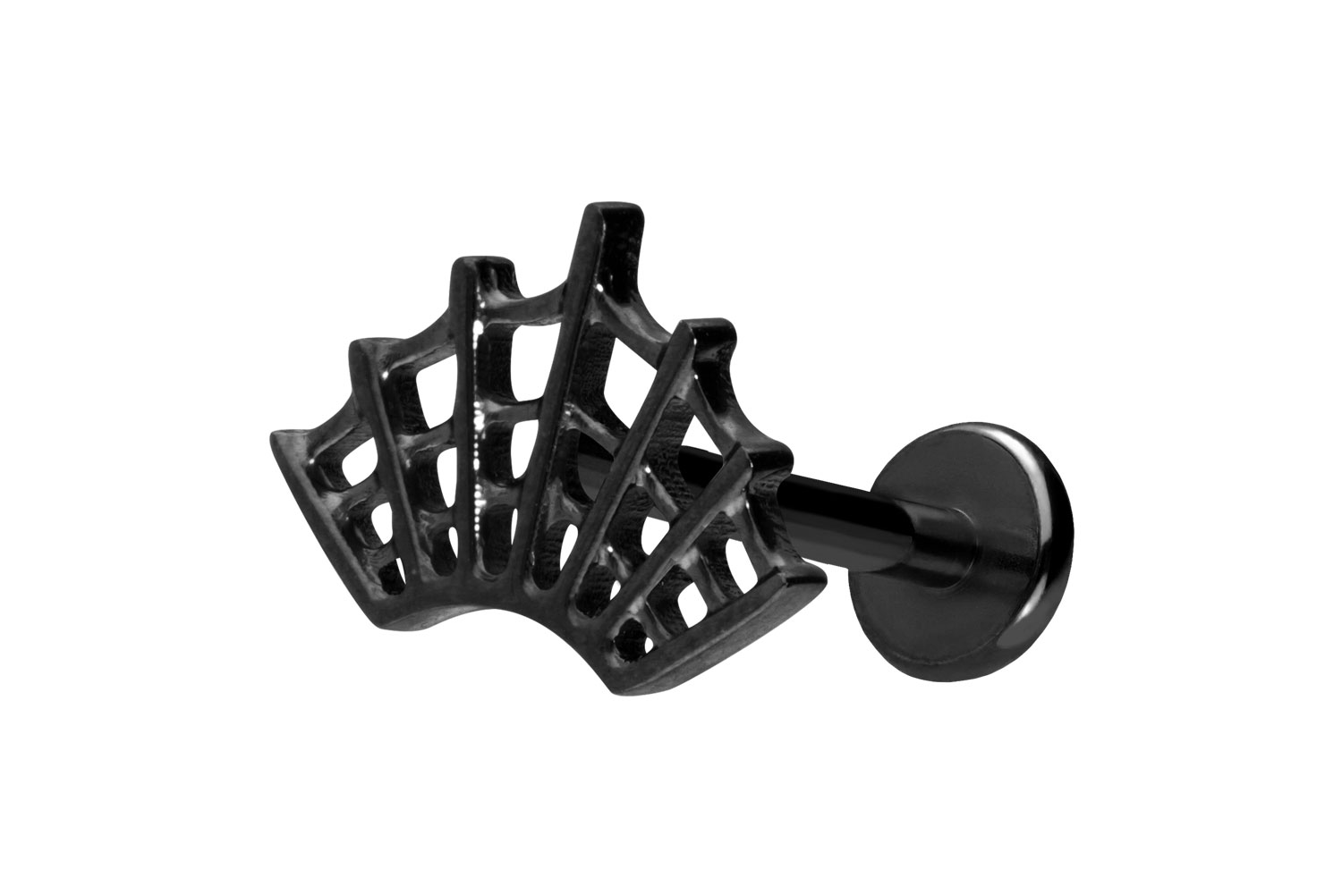 Titan Labret Piercing mit Push Fit SPINNENNETZ